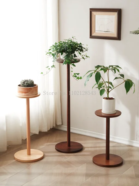 Small Durable Wood Planter Pot Trays Flower Pot Rack Floor Standing Bonsai Holder Home Garden Indoor Display Plant Stand