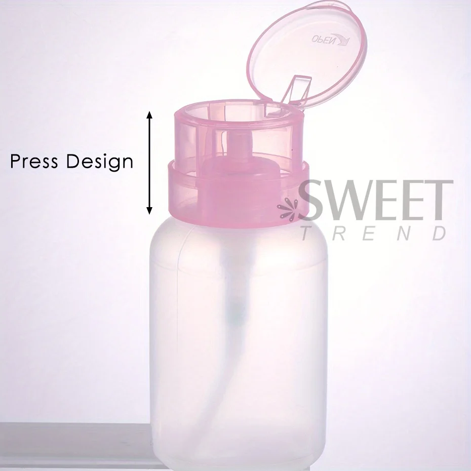 100/200ml Empty Press Pump Dispenser Plastic Lockable Leak-proof Nails Polish Remover Pressed Bottle Makeup Tools Liquid Storage 4