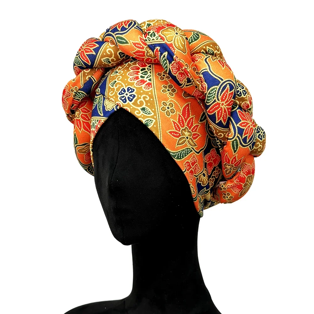 2024 New African Women Turban Cap Big Braid Head Wraps Cover Bonnet Beanie Female Headtie Hair Loss Chemo Cap Arab 4