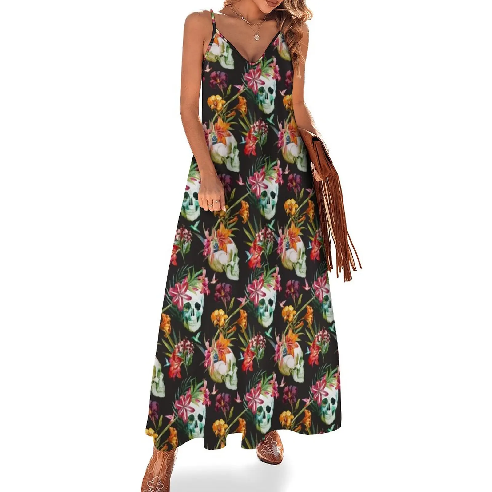 

New Hawaiian Skull Sleeveless Dress Casual dresses women party dresses Women's skirt