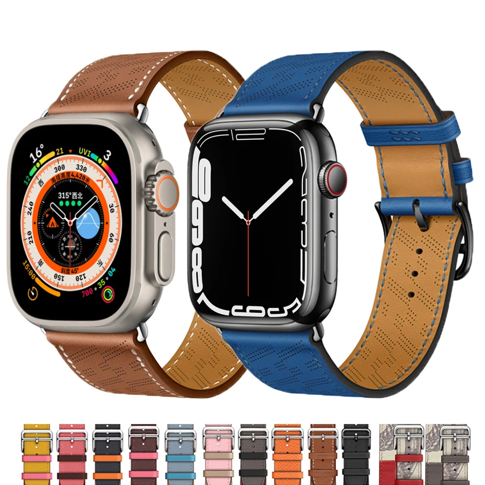 Single Tour Swift leather Strap For Apple watch band 44mm 49mm 45mm 42mm 41mm 40mm correa bracelet iWatch series 7 8 6 SE ultra