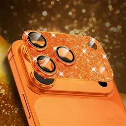 Sparkling Diamond Metal Camera Lens Protector with Full Coverage Glass - iPhone 17 Pro (Orange)