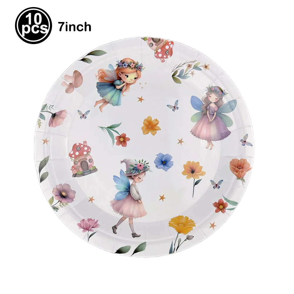 Pink Butterfly & Flower Fairy Disposable Party Tableware Set - Plates, Cups, and Napkins