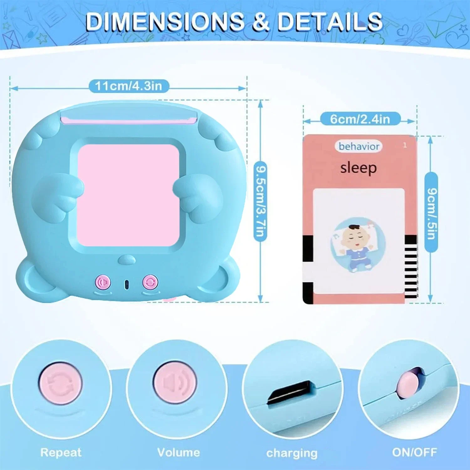 Plastic Electronic Talking Flash Cards for Kids Educational Toys