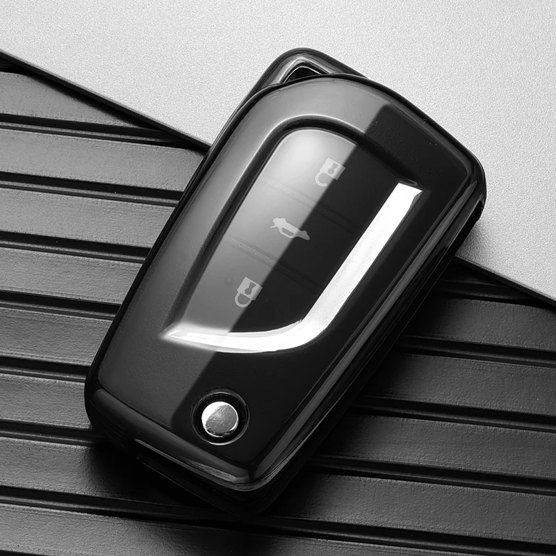 Custodia Portachiavi In TPU E Pelle Per Toyota - Adatto A Camry, Rav4, Corolla, Yaris E Altri - Colore Nero, 3 Pulsanti