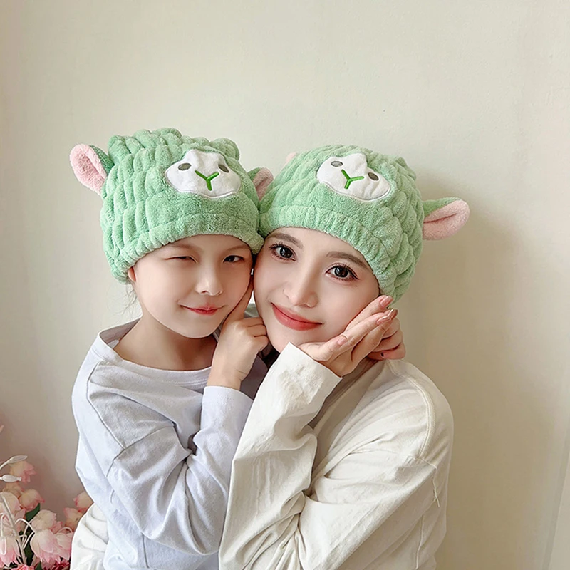 Shower Cap 1pcs Cartoon Cute Animal Shower Cap Microfiber Hair Turban Quickly Dry Hair Hat Wrapped Towel Bathing Shower Cap Bathroom shower cap
