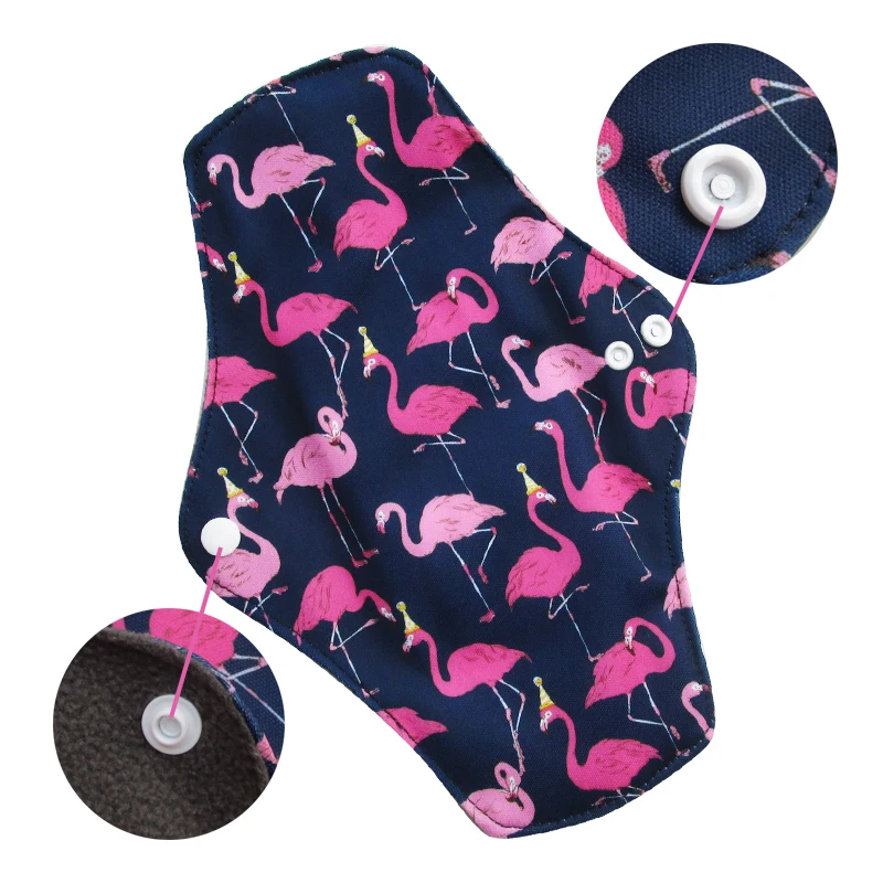 [LECY ECO LIFE]Reusable cloth menstrual pads bamboo charcoal fleece inner lady Flamingo printed waterproof Mummy pads for Women 2