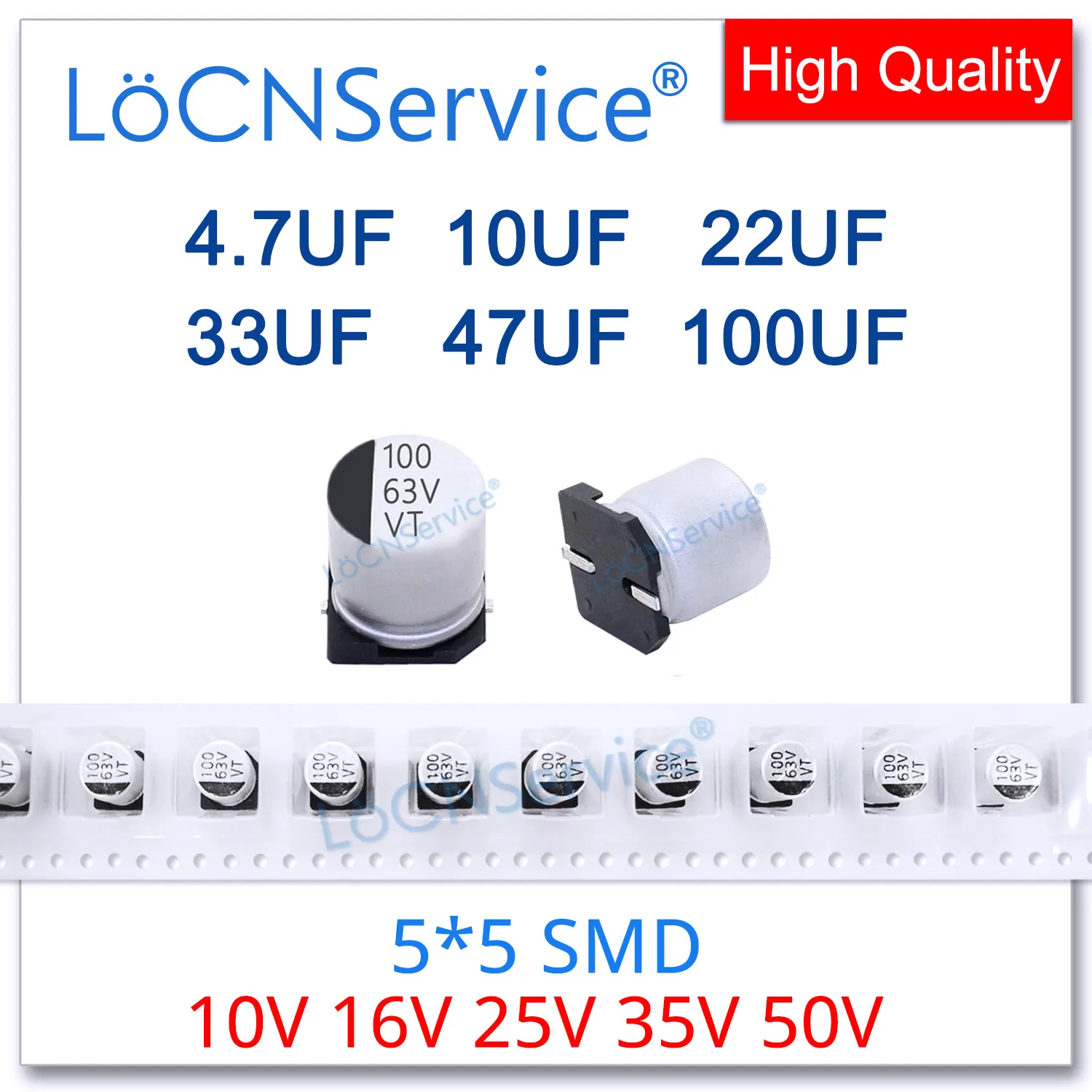 Locnservice 1000 pces alumínio capacitor eletrolítico smd 5*5 4.7uf ...