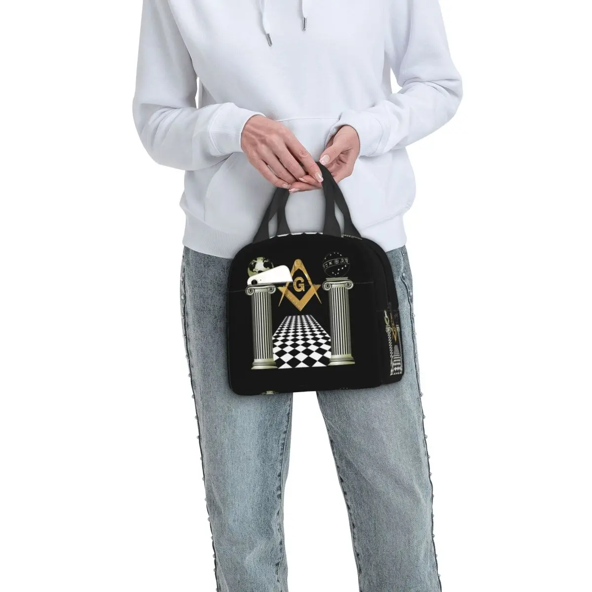 Masonic Mason Freemason Lunch Bag Leakproof Thermal Cooler Insulated Bento Box Work School Picnic Travel Food Tote Bags
