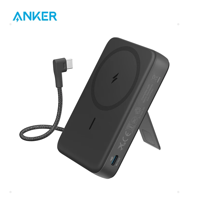 Anker Zolo סוללת גיבוי מגנטית, מטען נייד אלחוטי בנפח 10,000mAh עם טעינה מהירה מרבית של 30W, חבילת סוללות עם USB-C מובנה