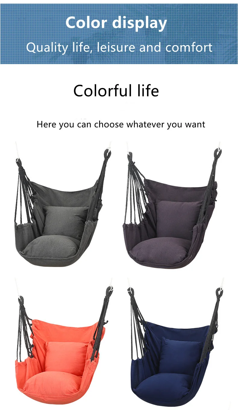 Outdoor Hammock Portable Garden Hammock Home Travel Camping Swing Canvas With Pillow Indoor Hanging Chair for Adult Children