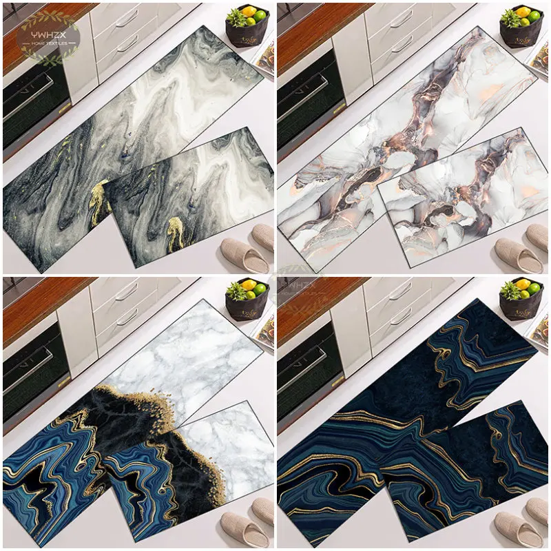 

Nordic Style Kitchen Mat Modern Living Room Decor Non-Slip Floor Rug Luxury Abstract Marble Long Corridor Bath Balcony Carpet