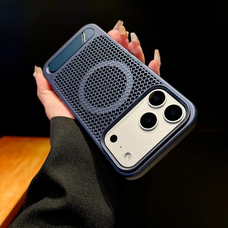 Premium Honeycomb Cooling Breathable Phone Case with Wireless Charging and Hidden Stand