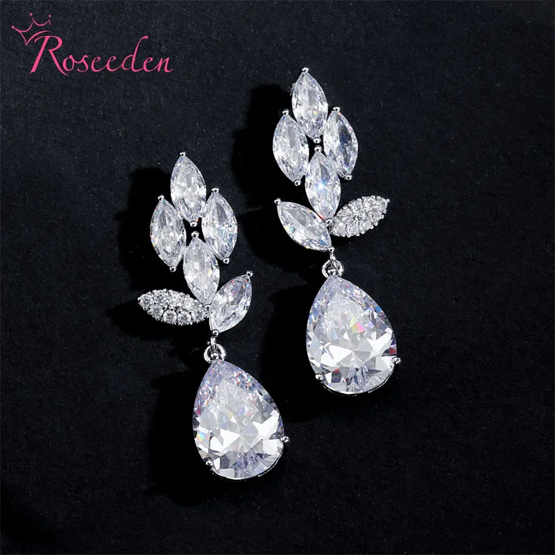 Gioielli Da Sposa Popolari Orecchini Pendenti Con Zirconi Cubici Waterdrop Orecchini Moda Donna Re4771