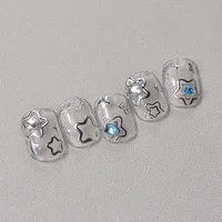 Colored Crystal Star Love Heart Shiny Silver Hollowed Smudging Rainbow Flower Jelly Embossed Nail Art Stickers Manicure Decals 2