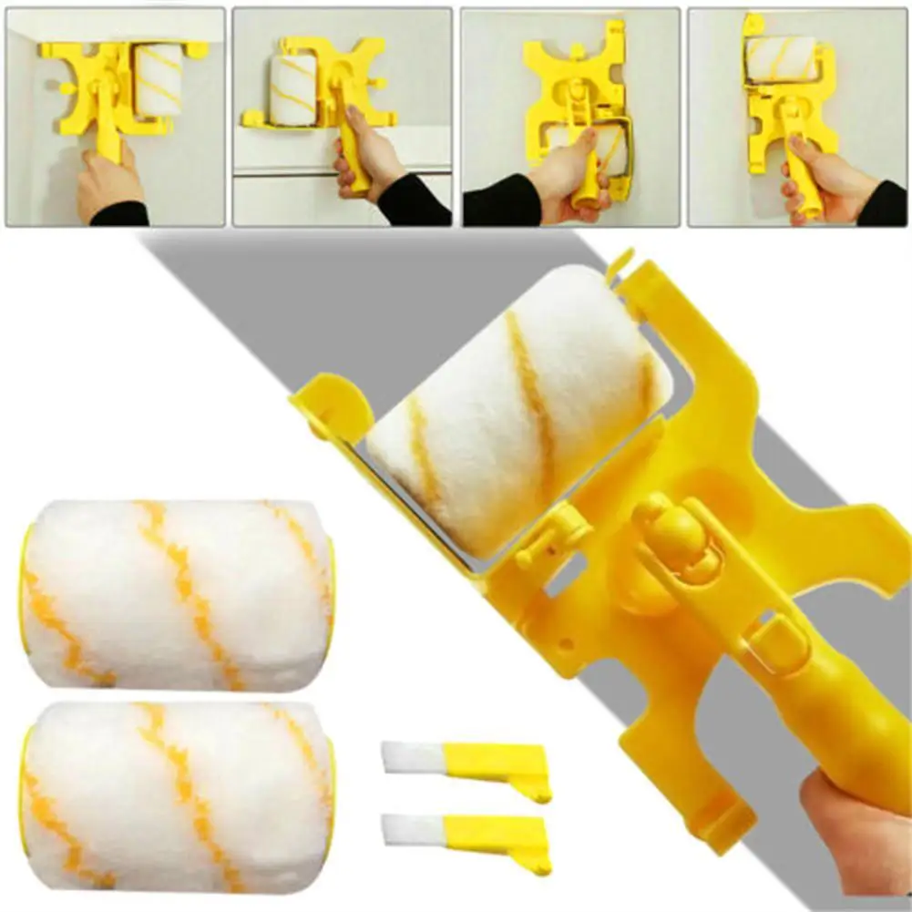 Clean-Cut Paint Roller Brush Hand-held Paint Edger Roller Tool with Roller and Brush for Home Room Wall Ceiling Window Painting