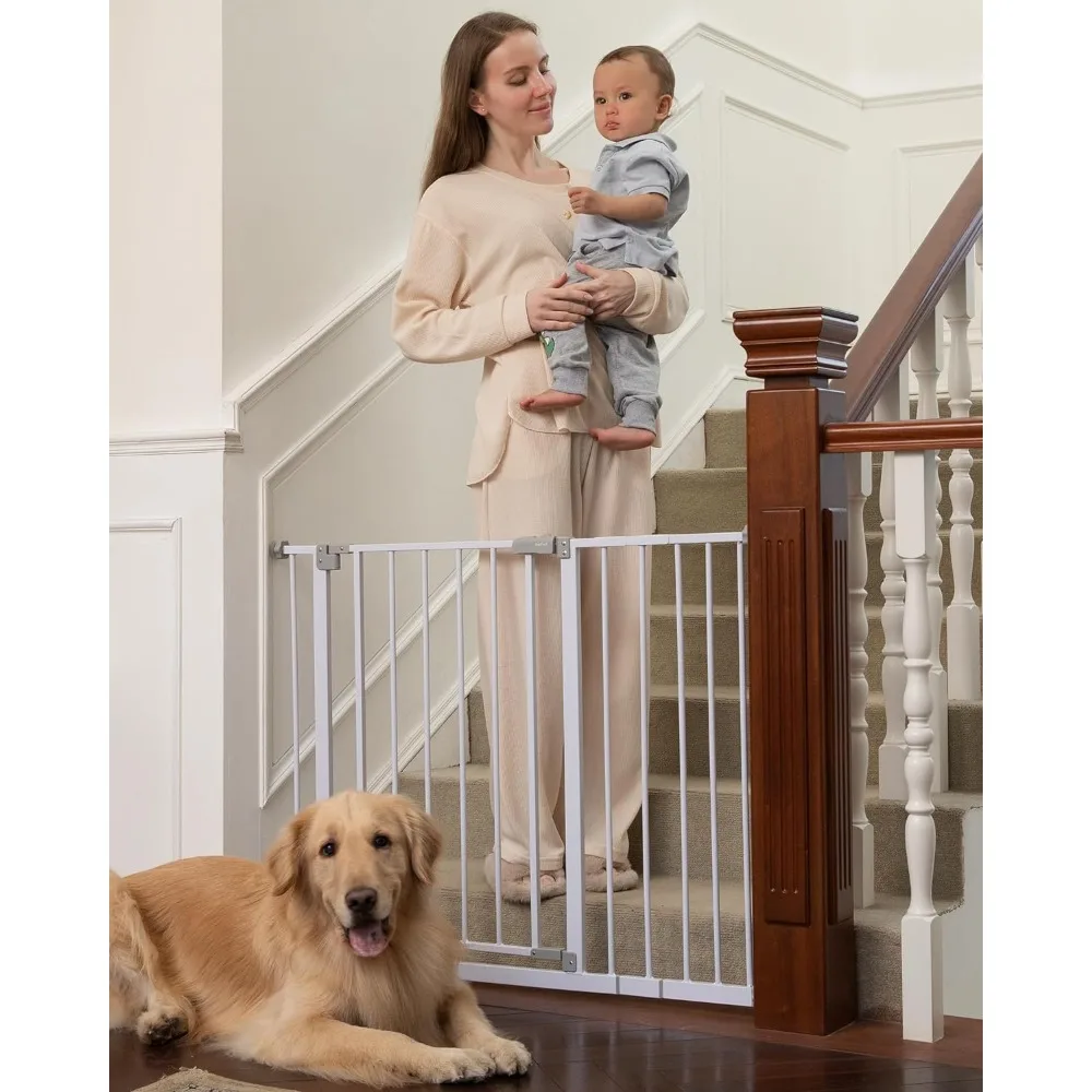 

28.9-42.1" Wide Baby Gate for Stairs, 30" Tall Dog Gates for Doorways Expandable One-Hand Open