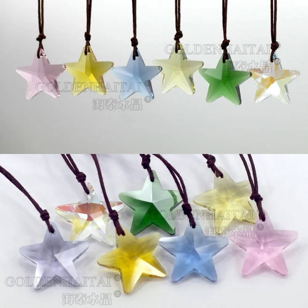 5Pcs 29mm Crystal Star Prisms Suncatcher True Color Maker Hanging Drops Pendant for Window Chandelier Parts DIY Home Decor