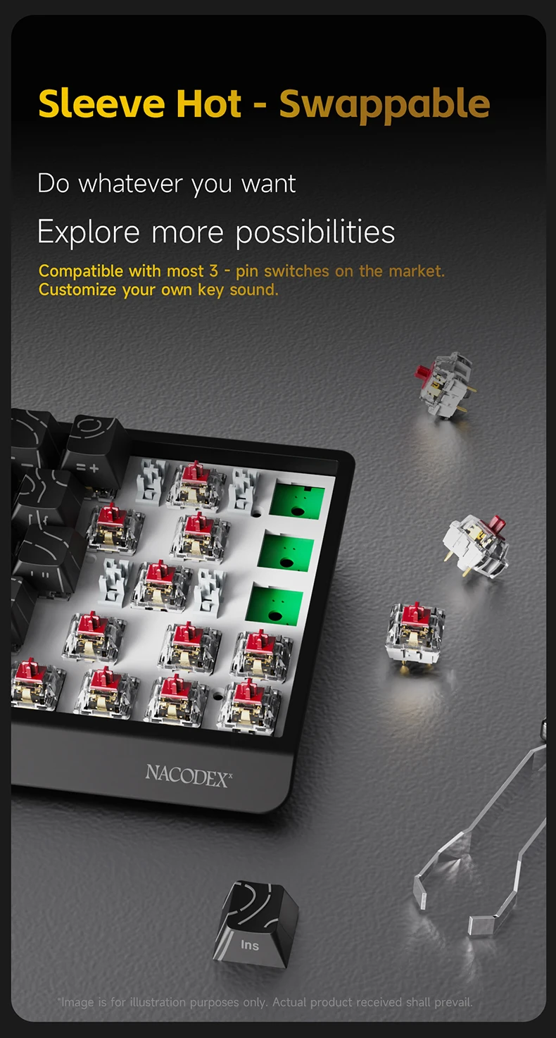 Ajazz NK68 V2 68-Tasten Kabelgebundene Mechanische Tastatur mit Magnetischen Schaltern, Geeignet für Gaming, Hot-Swappable – Detail 4