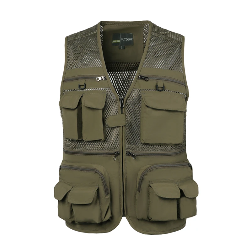 

2024 Spring Summer Men Vest Solid Outdoor Casual Jacket Sleeveless Vest Tactical Multi Pocket Mens Outwear Photograph Waistcoat