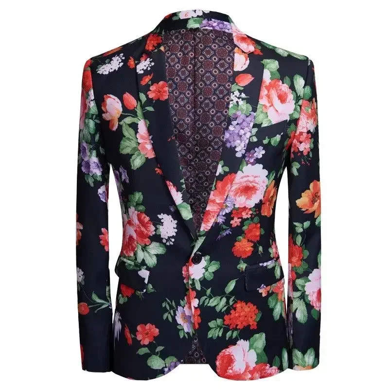 thumbnail image 1 of Chaqueta de traje de fiesta corta con estampado para hombre, chaqueta corta con estampado, blazer para hombre, elegante, de moda, simple, con botones, moda 2024, ropa masculina, 1 of 5
