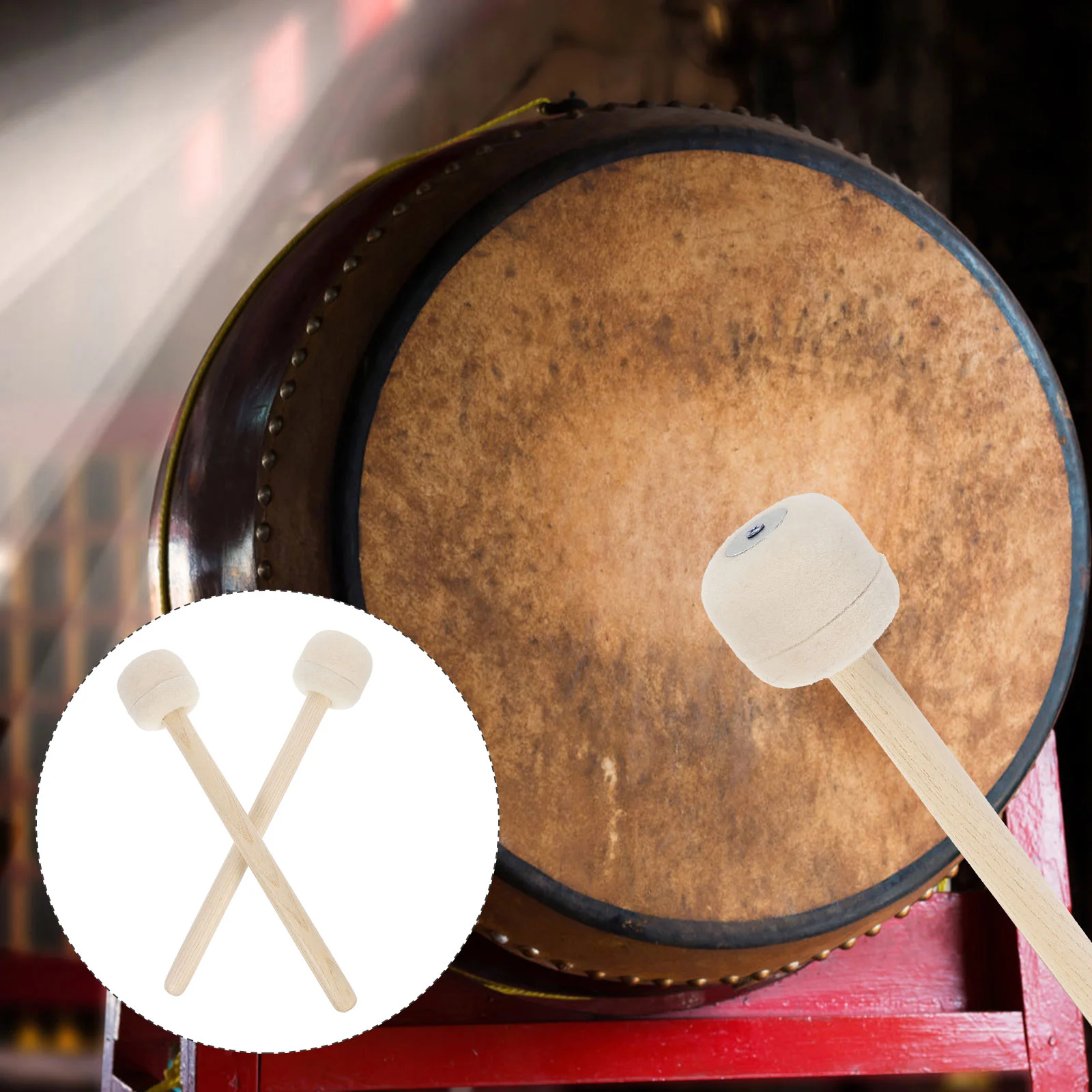 

Drum Mallets Sticks Drum Sticks Solid Wood Handle Head Drum Stick with Wood Handle Musical Instrument Accessories Saucers