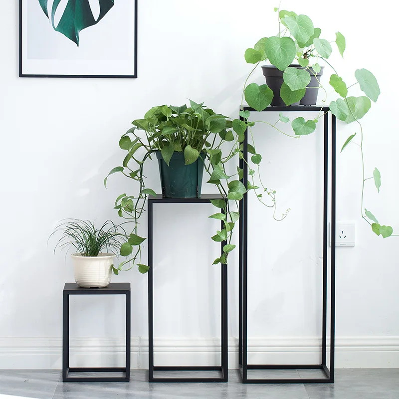 Creative Nordic Iron Flower Rack Indoor Green Plant Flower Pot Rack Living Room Shelf Balcony Simple Floor Style Table