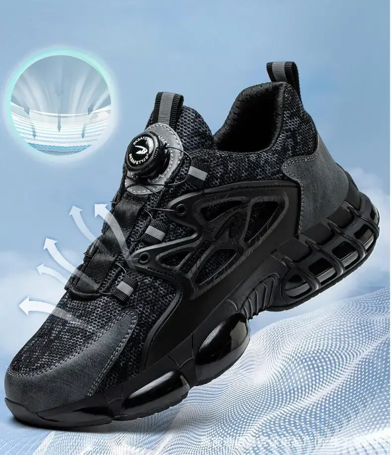 Safety Steel Toe Work Trainers For Men With Rotating Button_voghion.com
