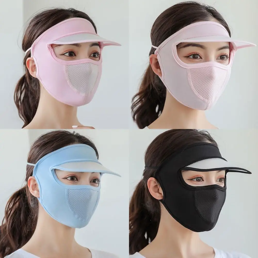 

Женская Солнцезащитная шапка из ледяного шелка, новая дышащая маска на все лицо с защитой от УФ-лучей, Пыленепроницаемая эритролетняя