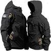Outdoor Tactical Set Men Military Multi-pocket Hooded Work Jacket+Windproof Waterproof Fleece Cargo Pants Winter Sharkskin Suit 2
