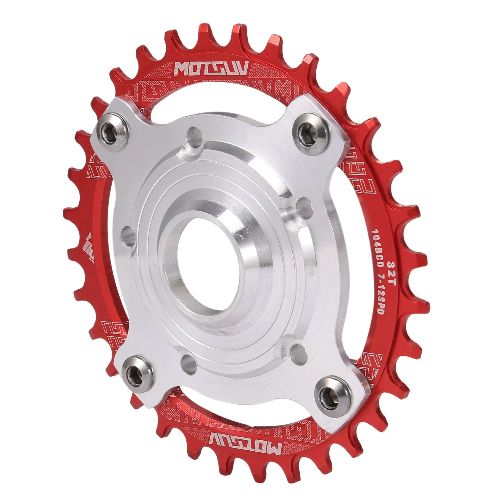 

104BCD Звездочка для электровелосипеда + Адаптер для Tongsheng TSDZ Средний приводной двигатель для электровелосипеда из алюминиевого сплава, Красная 32T