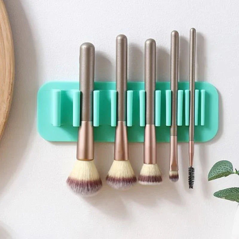 Silicone Wall Mount Makeup Brush Holder Storage Stand Hanger Case Organizer Thin Paint Brush Drying Art Rack Suction Cup 3