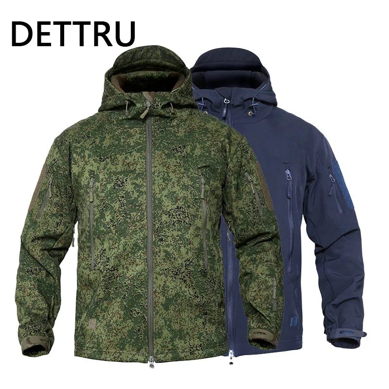 

Men Military Camouflage Fleece Tactical Jacket Men's Waterproof Softshell Windbreaker Winter Army Hooded Coat Hunt Clothes
