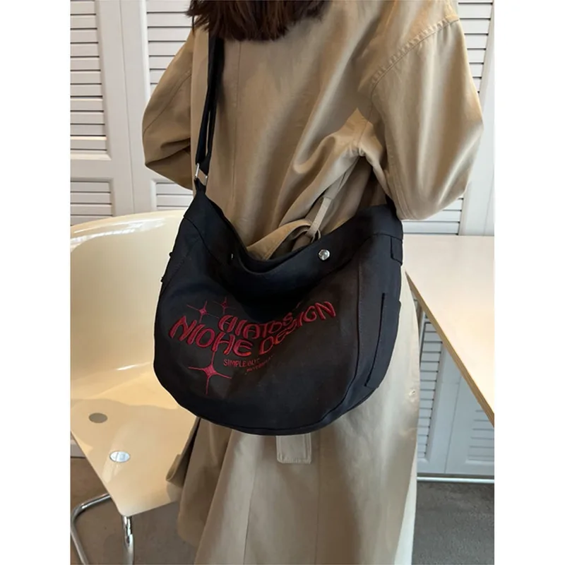 Simple Canvas Shoulder Single Bag Large Capacity Handbags For Women Casual High-Quality Messenger Versatile Luxury Crossbody Y2k