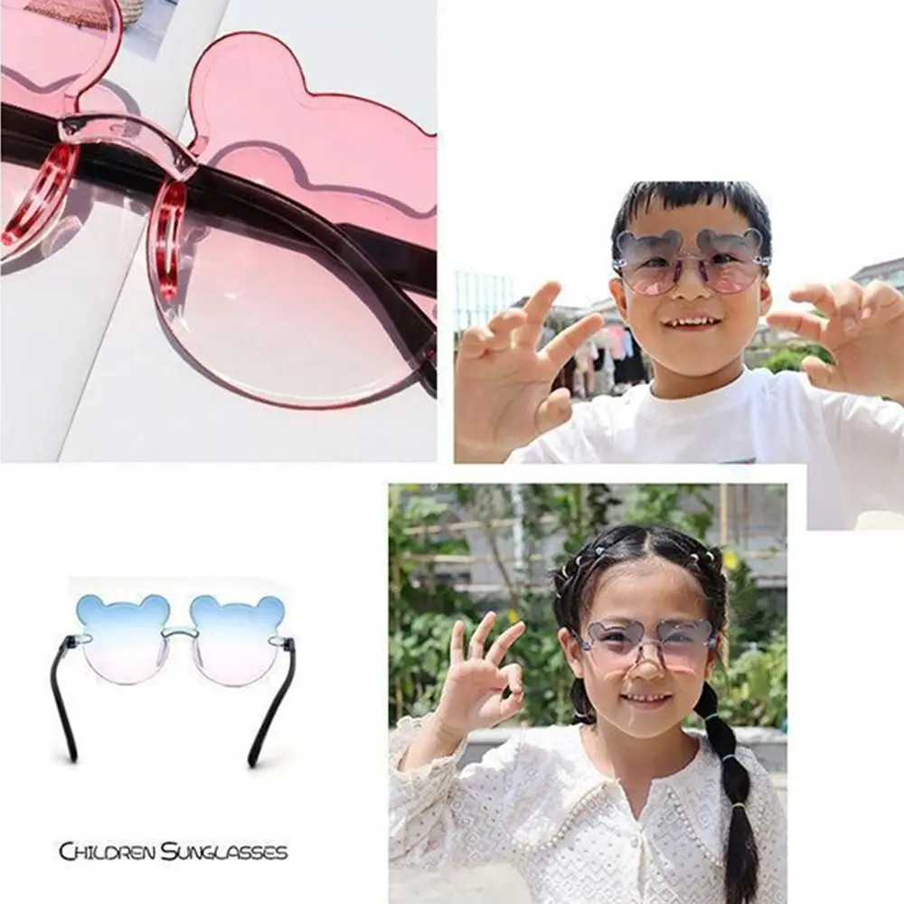 Polarized sunglasses vintage sunglasses cyberpunk sunglasses 1PC kids sun sunglasses bear shape children glasses cartoon rimless UV375 child eyeglasses outdoor anti-glare girl boys sunglass