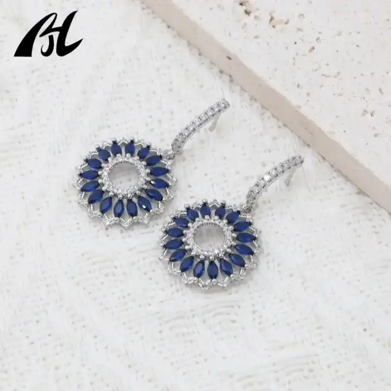 

High Quality Fashon Jewelry Cz Cubic Zirconia Earrings Studded Earring Round Dangle Women Drop Earring