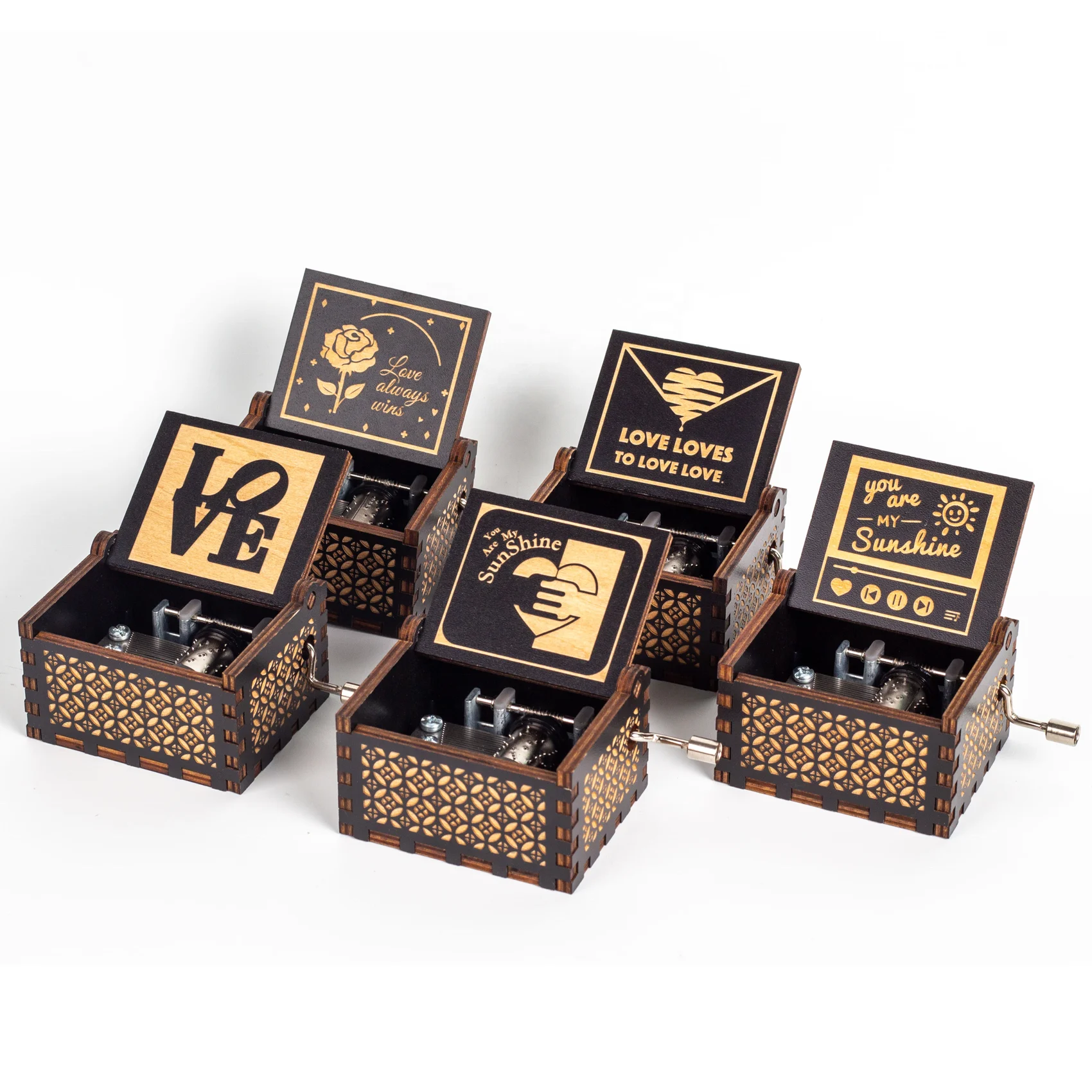 

New Product Explosion Wooden Hand Cranked Music Box Christmas Birthday Gift For Girls Music Box