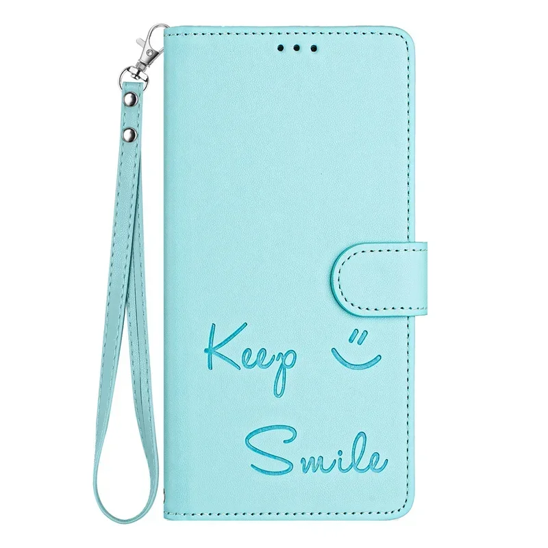 Luxurious Anti-Theft Leather Case with Smile Pattern Flip Shell