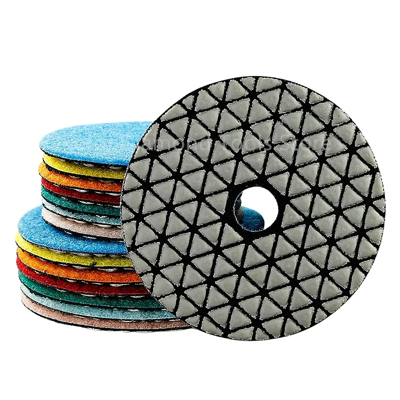 7-teiliges Set 3 Zoll 4 Zoll Trocken-Polierpads Scharfe Flexible Polierpads für Granit, Marmor, Stein, Beton Schleifscheibe