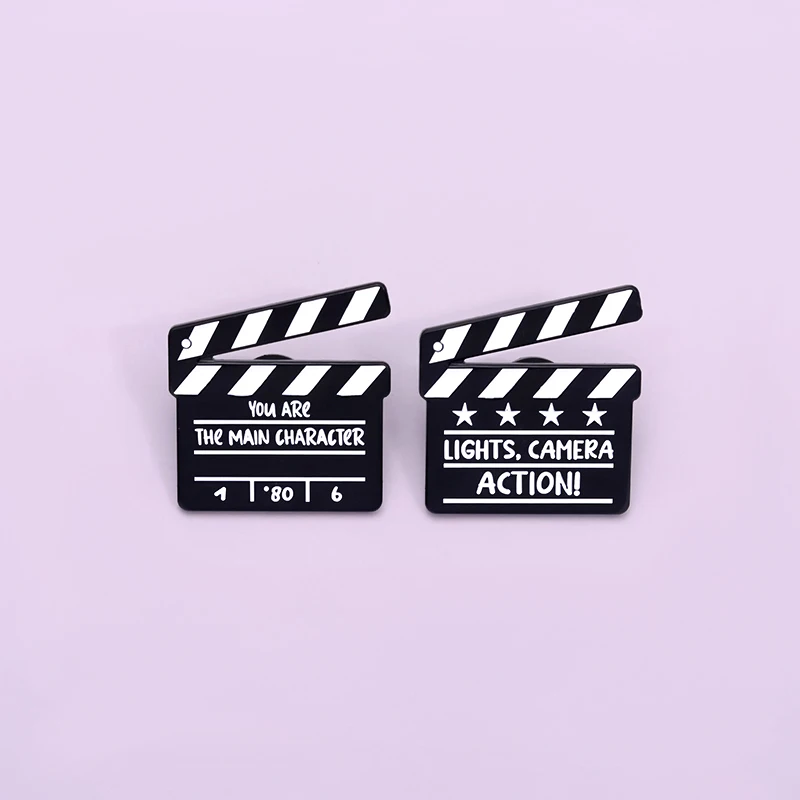 Lichter Kamera Action Emaille Pins You Are The Main Charakter Clapperboard Metall Brosche Anstecknadel Schmuck Geschenke für Freunde – Detail 7