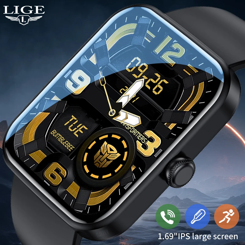 

LIGE Smart Watch Men Bluetooth Call HD Screen Always Display Time Wrist Watches Sport Fitness Bracelet Waterproof Smartwatch Men