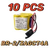10 PACKS Original NEW BR-2/3AGCT4A 6V 4400mAh PLC Battery With Black Belt Hook Plug For PANASONIC FANAC 1