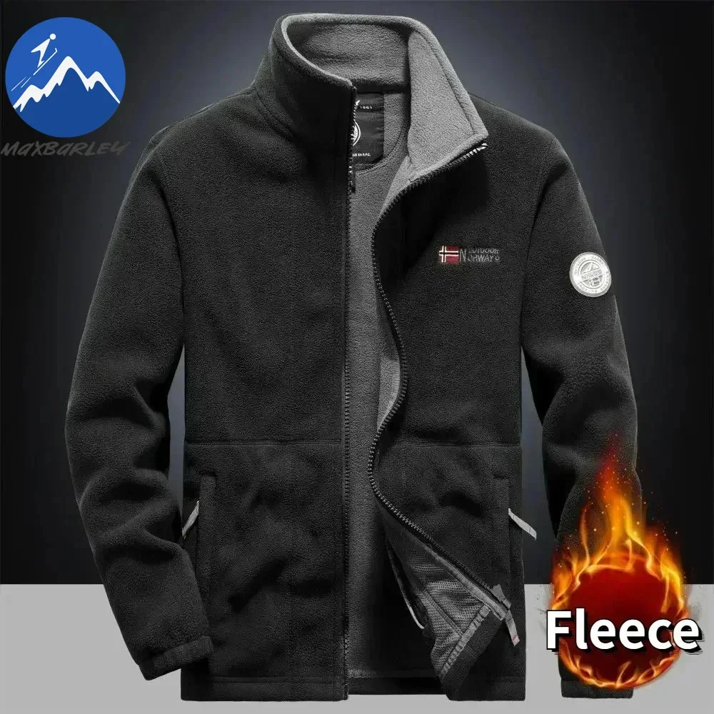 COMXZ Fleece Jacket Men High Quality Outdoor Cold Proof Hiking Climbing Jacket Stand Collar Windproof Snow Ski Jackets for Man