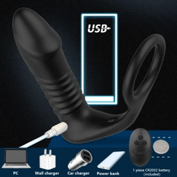 Prostate Massager Anal Vibrator Thrusting Dildos Delay Ejaculation Lock Ring Silicone Anal Butt Plug Tail Sextoy for Men Gay 5