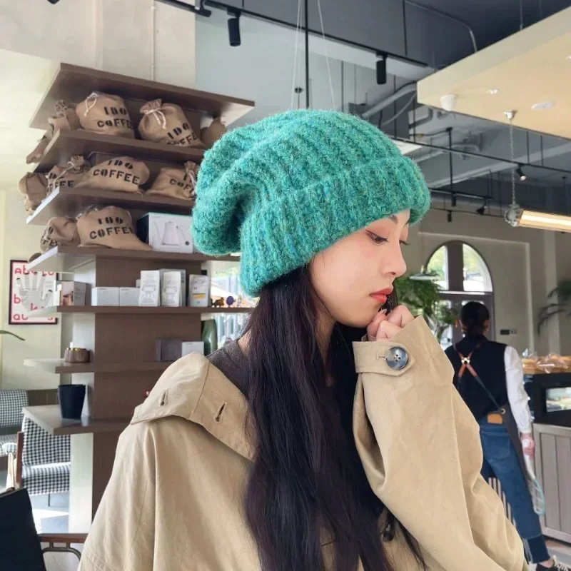 Winter Unisex Wool Hat Loose Big Head Circumference Knitted Hats Women's Korean Warm Oversized Skullies Beanies Christmas Gift 2