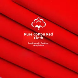 Premium Large Red Ethnic Style Pure Cotton Fabric - High quality red cotton cloth 90cm wide