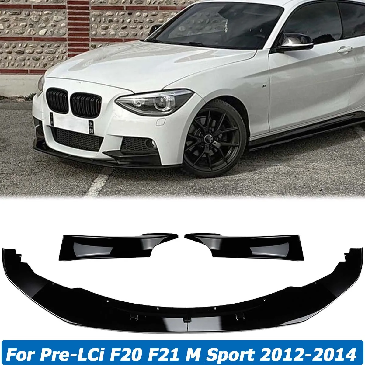 

Front Bumper Lip Spoiler + Side Splitter Cnards Body Kit For BMW F20 F21 1 Series 135i Pre-LCI 2012-2014 M Sport Car Accessories
