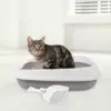 Large Top Entry Cat Litter Box Semi Enclosed Sand Pan Spacious Kitten Basin Open Design Easy Pet Toilet For Animals 4