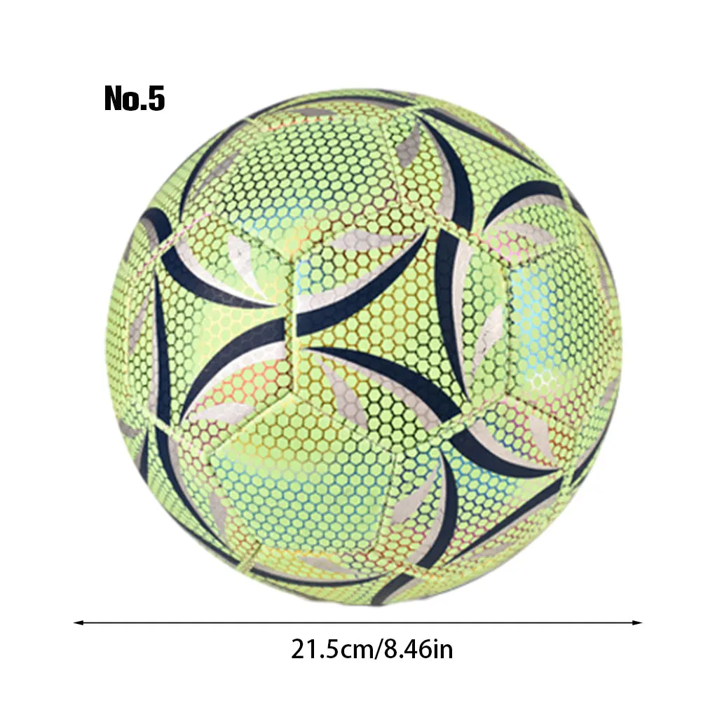 Balón de fútbol reflectante con brillo para niños y adultos, balón de fútbol oficial No.5, 4, PU, entrenamiento de partido