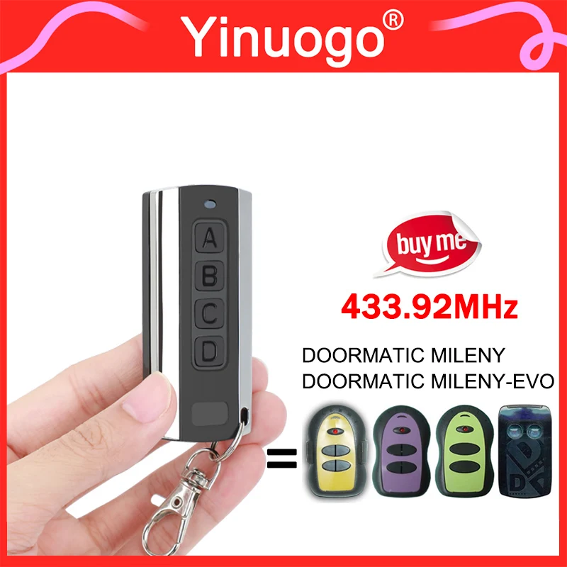 

For DOORMATIC MILENY / MILENY-EVO Remote Control Garage 433.92MHz Rolling Code